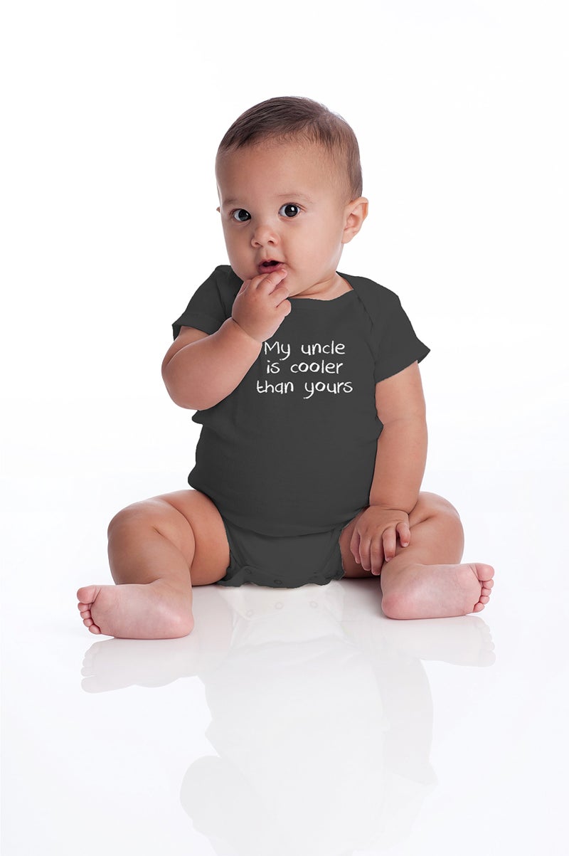 Funnwear My Uncle is Cooler Than Yours - Funny Baby Essentials Bodysuit - Newborn Clothes Baby Romper (6 Months  Black) - Image 5